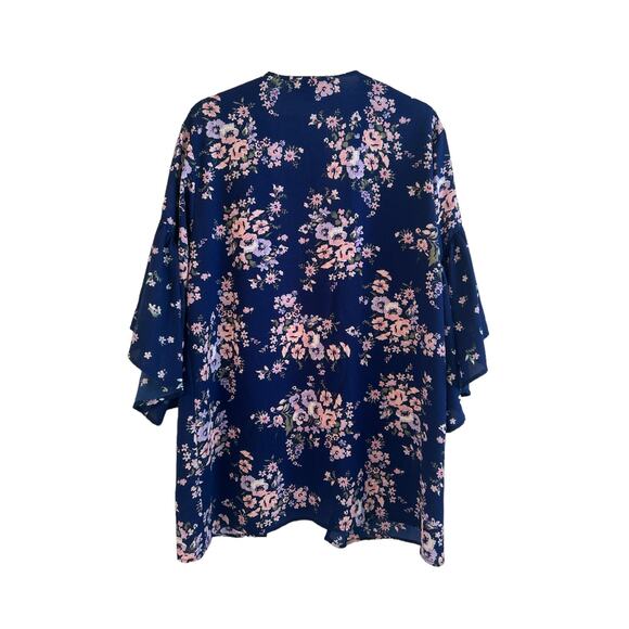 Blue Rain Ladies Blue with Flowers Lightweight Robe Size M Medium Fab Fit Fun - Picture 3 of 4